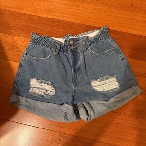 Forever 21 Blue Denim Paper bag Shorts